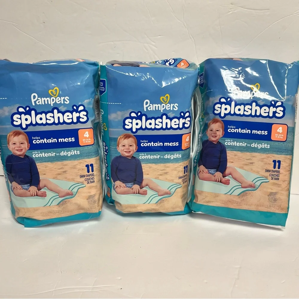 SEALED Pampers Splashers Swim‎ Diapers Size 4 (lot of 3)